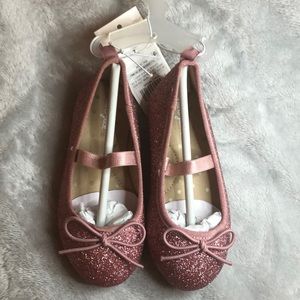 Pink glitter slip-ons